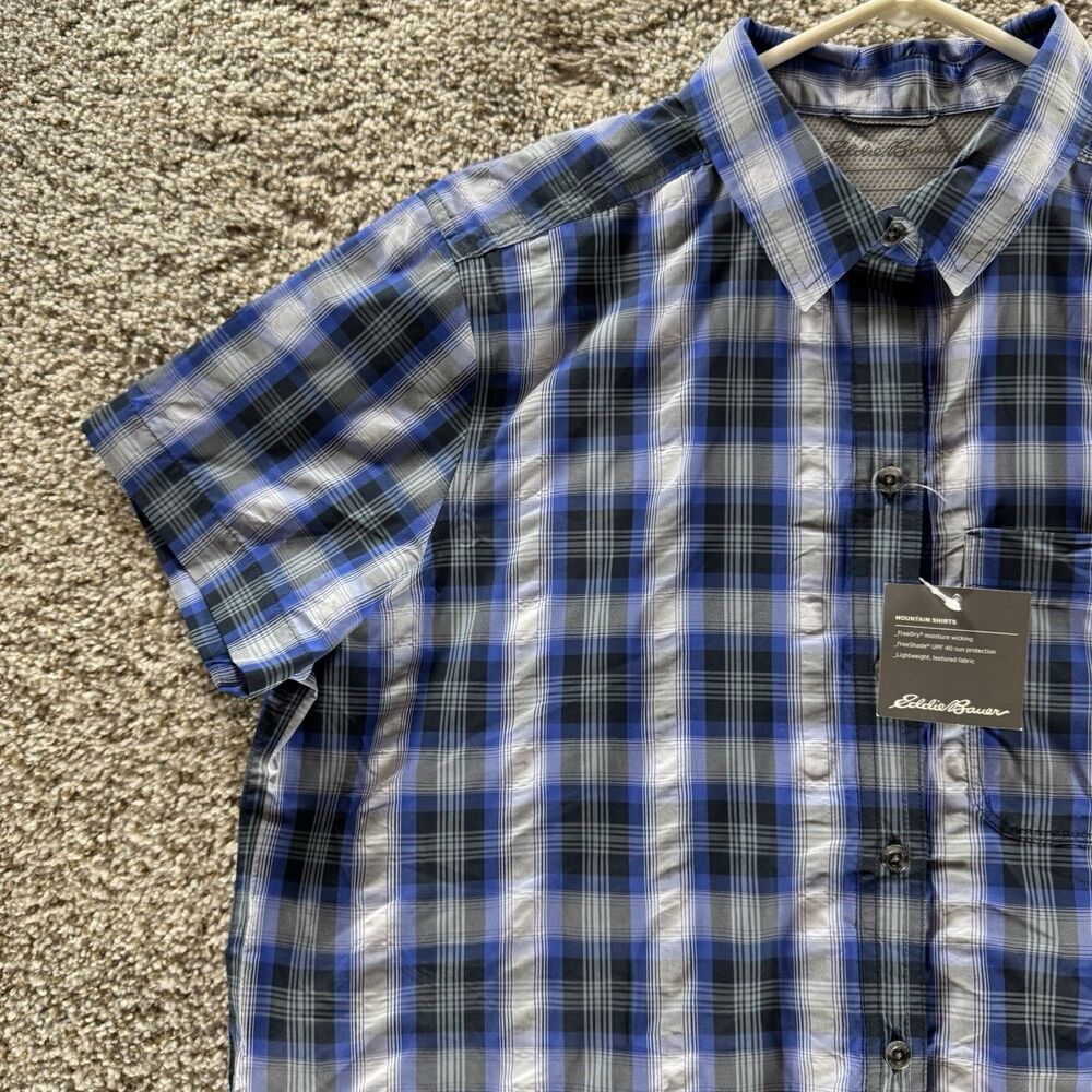 Eddie Bauer Shirt Womens Medium Blue White Plaid Button Up New With Tags Adult - Picture 4 of 16